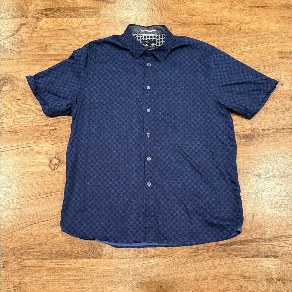 Ted Baker London Button-down, short sleeve blue shirt, Men's sz 7